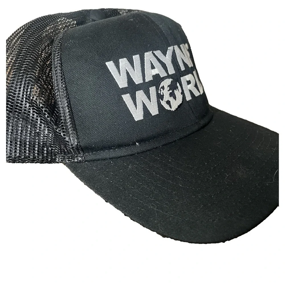 Vintage Otto Waynes World Snapback Trucker Black Hat Cap 90s Movie Costume